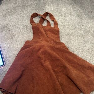 Brown Corduroy Pinafore Dress